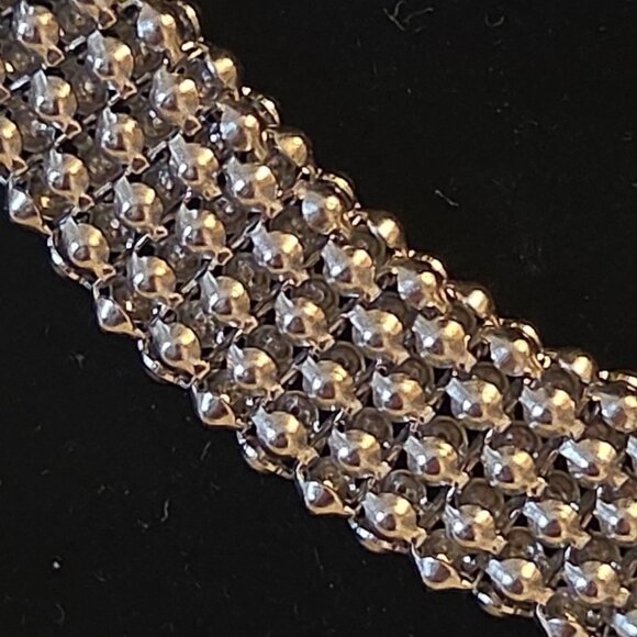 DSMK Stainless Steel Silver tone Thick Mesh Necklace Magnetic Closure Brutalist - Picture 4 of 9